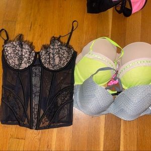 Victoria’s Secret PINK bundle bras: corset lingerie piece lace 34C